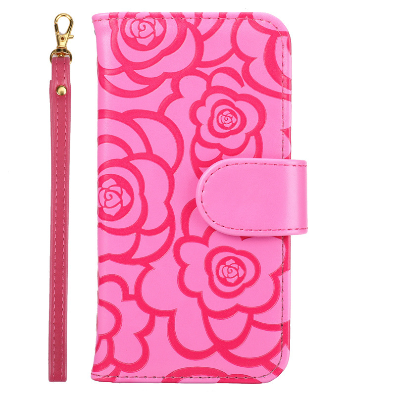 Camellia Flower Wallet Phone Case Combining Shock Resistance, Kickstand Functionality